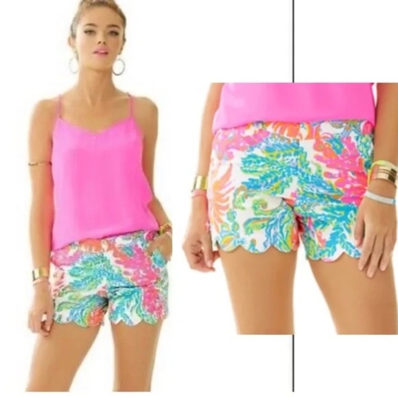 Lilly Pulitzer Buttercup Scallop Hem Resort White Casa Marina Shorts Size 00 - Picture 2 of 15
